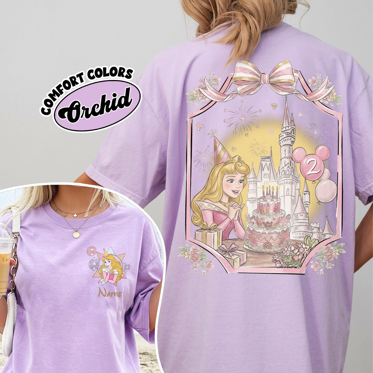 2 Side Personalized Name Age Disney Princess Birthday — Gildan Sweatshirt fan art by Snagva (6)