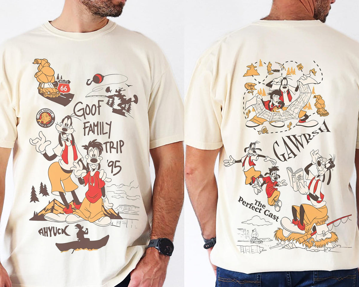 Goofy and Max Family Trip '95 — Bella+Canvas Tee fan art by Snagva