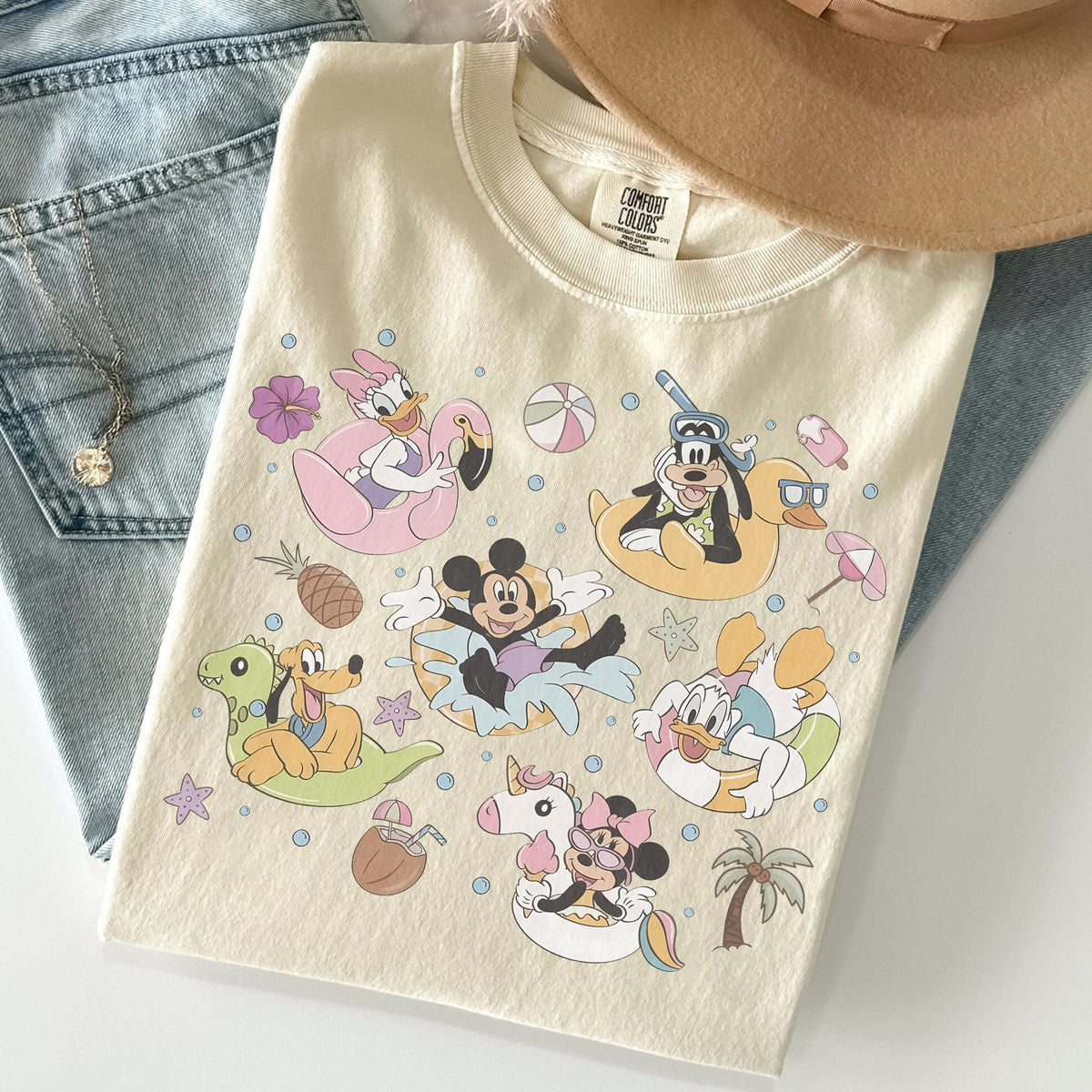 Retro Mickey and Friends Summer Vibes Comfort Colors Shirts — Gildan Hoodie fan art by Snagva (2)