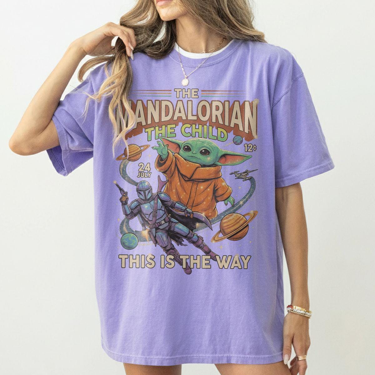 Retro Star Wars The Mandalorian The Child — Gildan Sweatshirt fan art by Snagva (4)