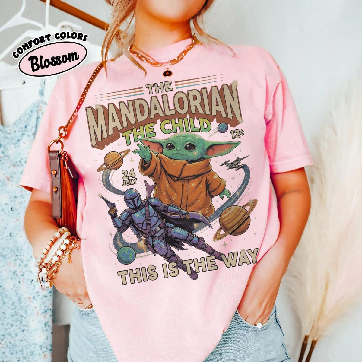 Retro Star Wars The Mandalorian The Child — Comfort Colors Tee fan art by Snagva (6)