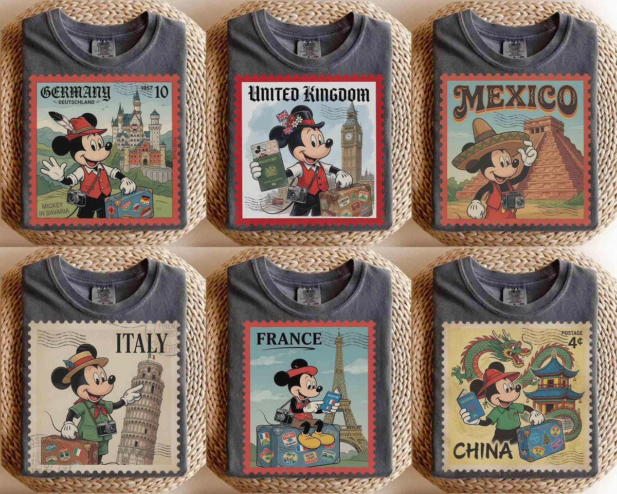 Retro Disney Mickey Mouse Epcot World Showcase — Bella+Canvas Tee fan art by Snagva (2)