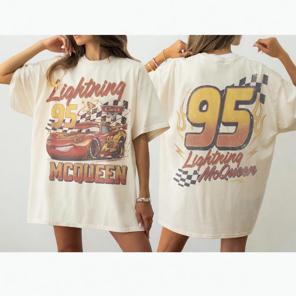 Retro Disney Cars Lightning McQueen 95 — Gildan Hoodie fan art by Snagva (2)