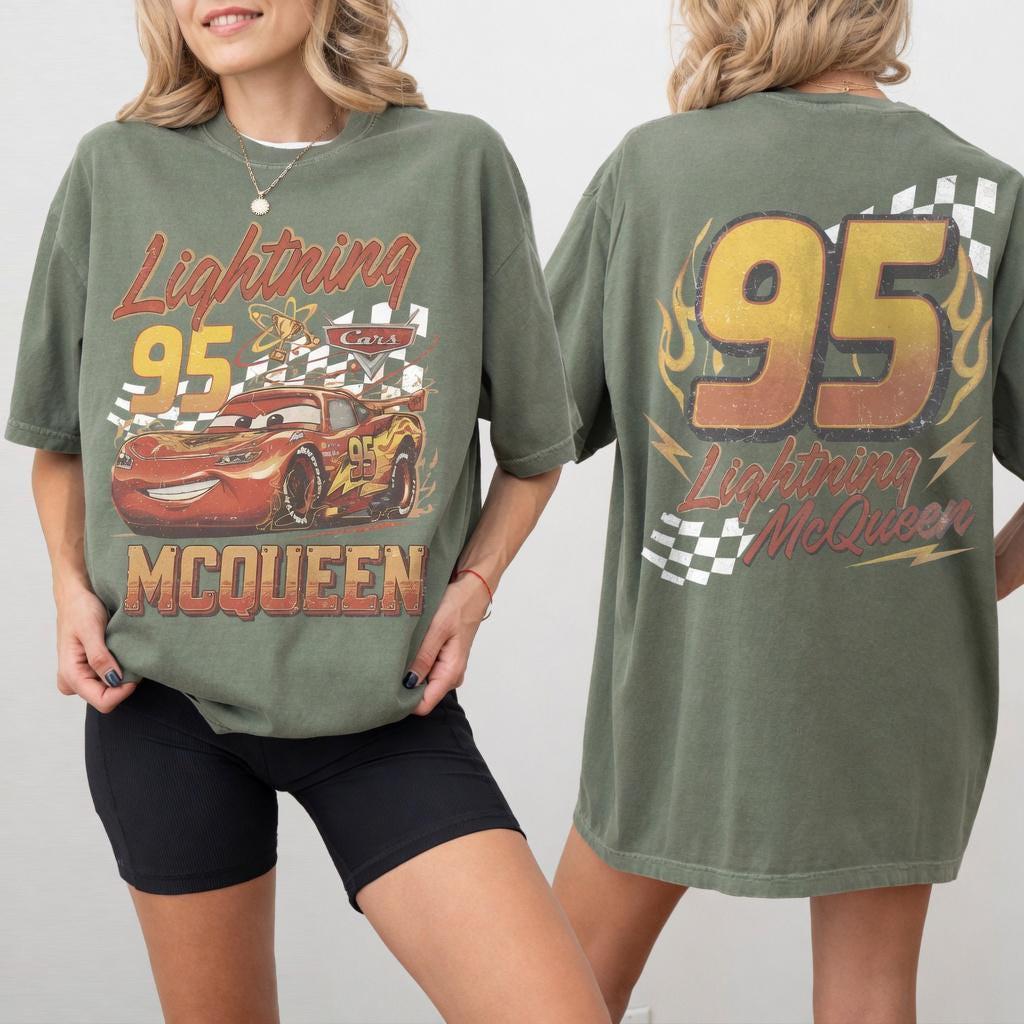 Retro Disney Cars Lightning McQueen 95 — Gildan Hoodie fan art by Snagva (4)