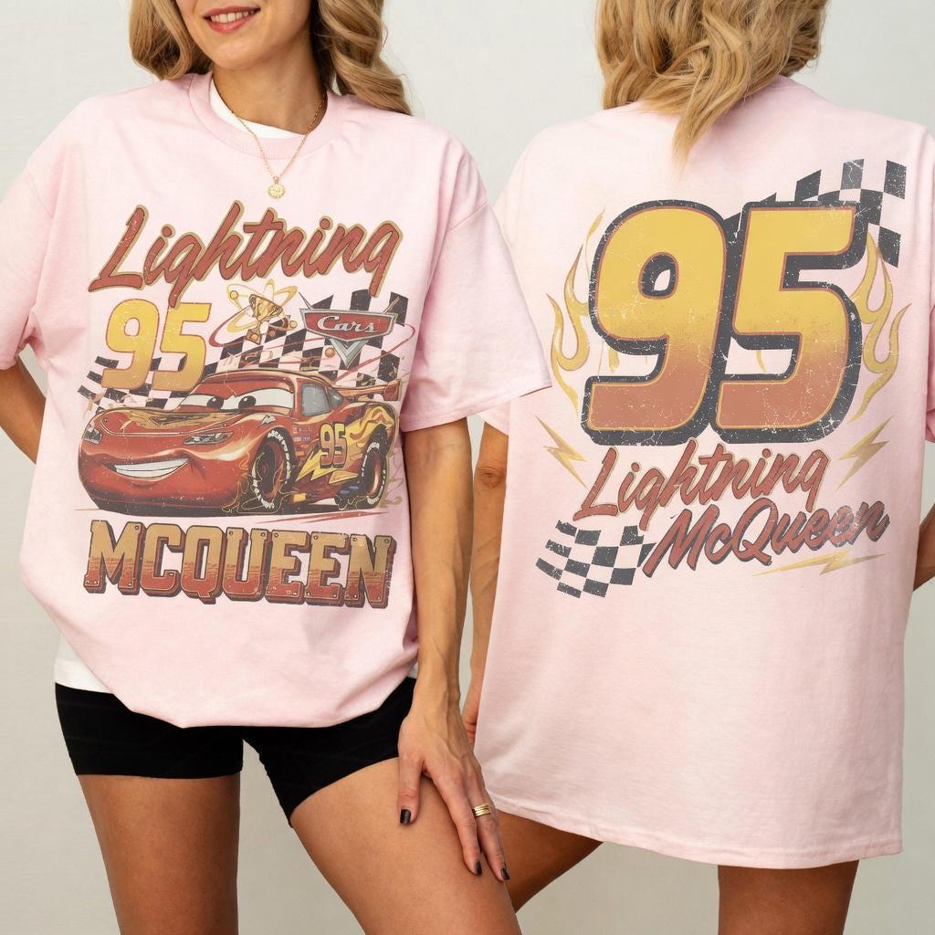 Retro Disney Cars Lightning McQueen 95 — Gildan Hoodie fan art by Snagva (5)