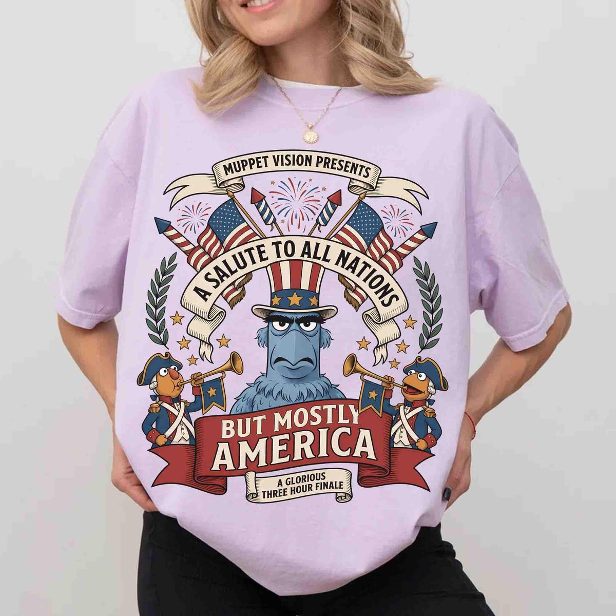 Muppet Sam Eagle Patriotic July 4th — Gildan Sweatshirt fan art by Snagva
