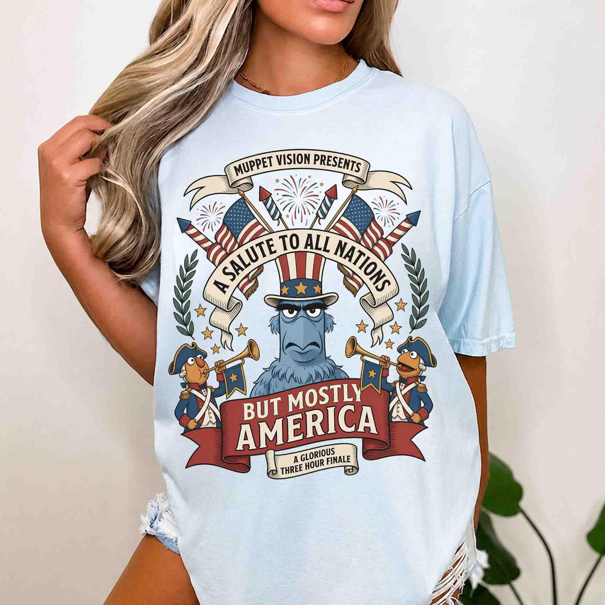Muppet Sam Eagle Patriotic July 4th — Gildan Sweatshirt fan art by Snagva (2)