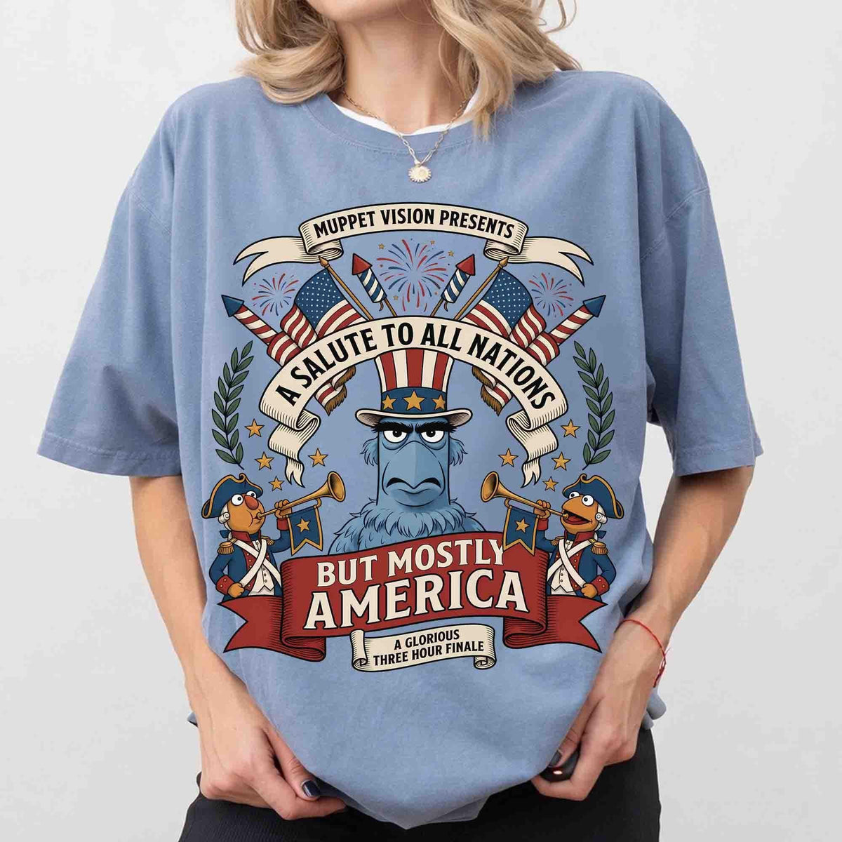 Muppet Sam Eagle Patriotic July 4th — Bella+Canvas Tee fan art by Snagva (4)
