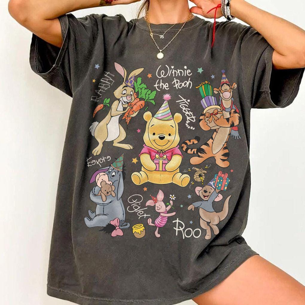 Retro Winnie the Pooh Birthday — Gildan Sweatshirt fan art by Snagva (4)