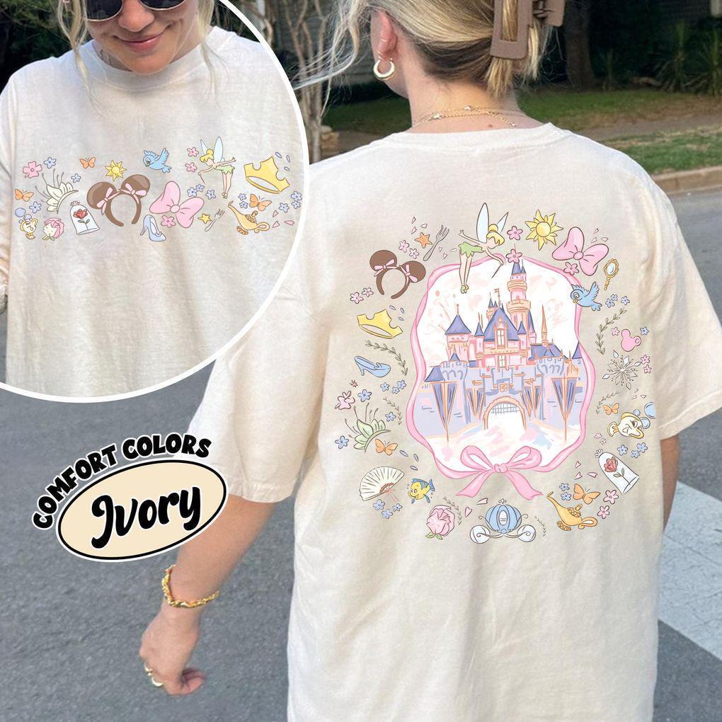 Comfort Colors Retro Disney Coquette Bow Floral 2 Sided — Gildan Sweatshirt fan art by Snagva