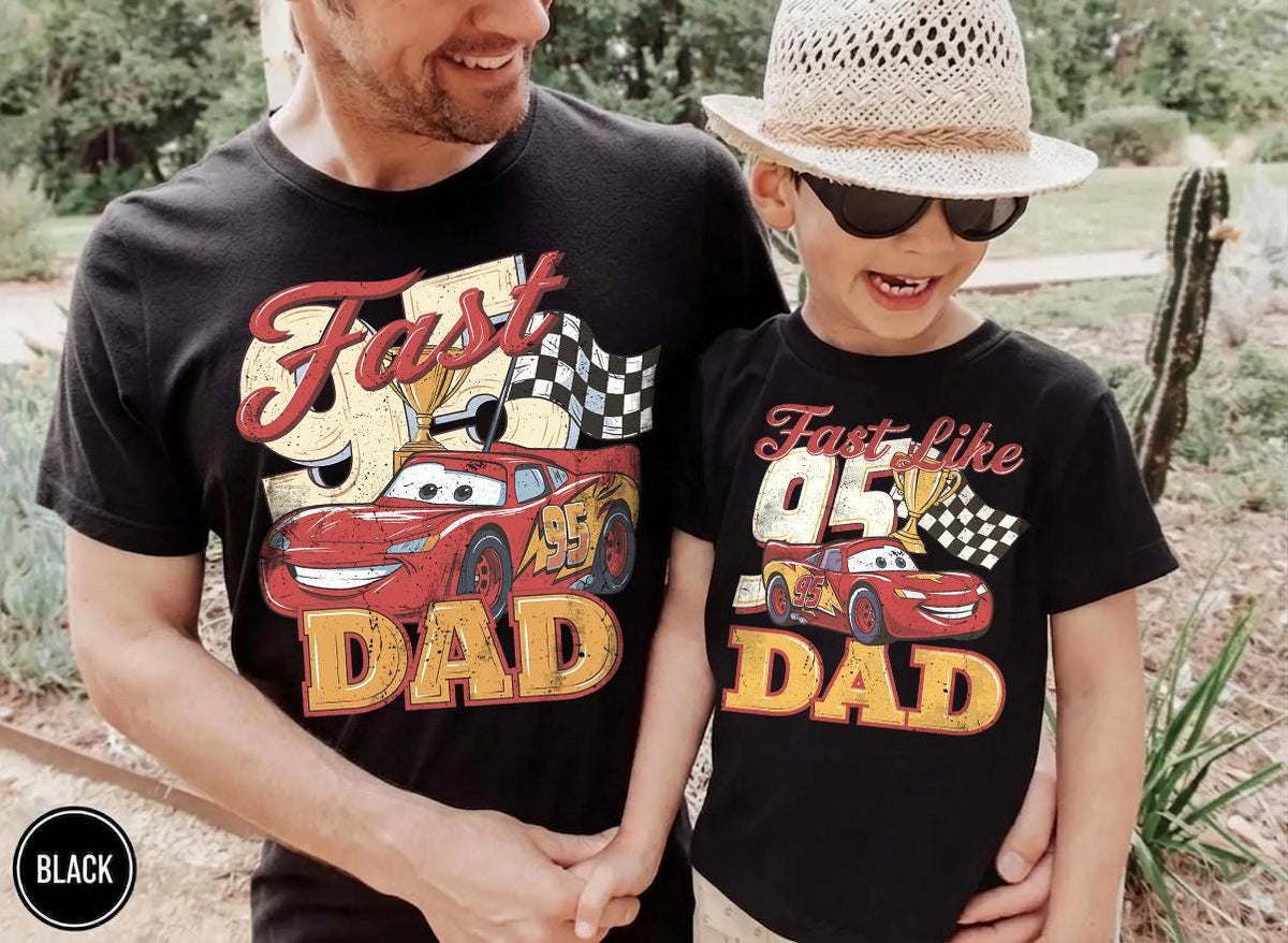 Retro Lightning McQueen Dad Son — Bella+Canvas Tee fan art by Snagva