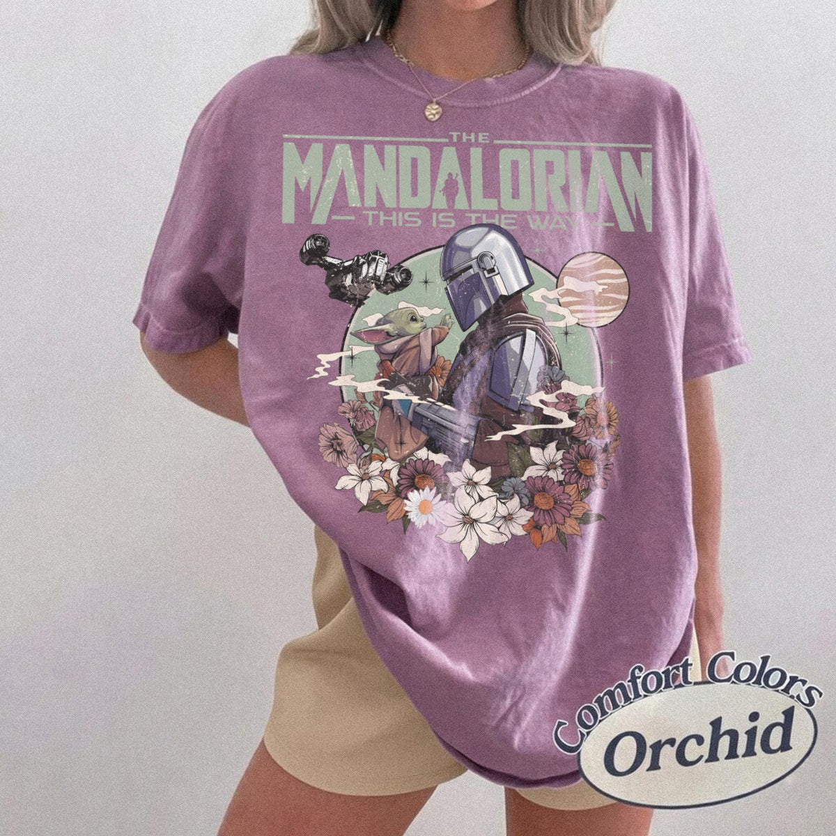 Retro Mandalorian Grogu — Bella+Canvas Tee fan art by Snagva (3)