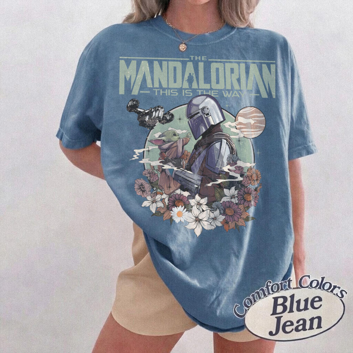 Retro Mandalorian Grogu — Comfort Colors Tee fan art by Snagva (4)