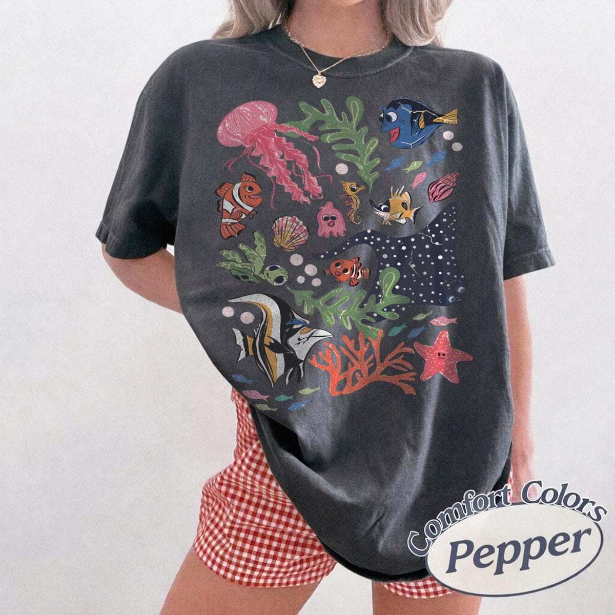 Retro Finding Nemo Characters Comfort Colors — Gildan Hoodie fan art by Snagva