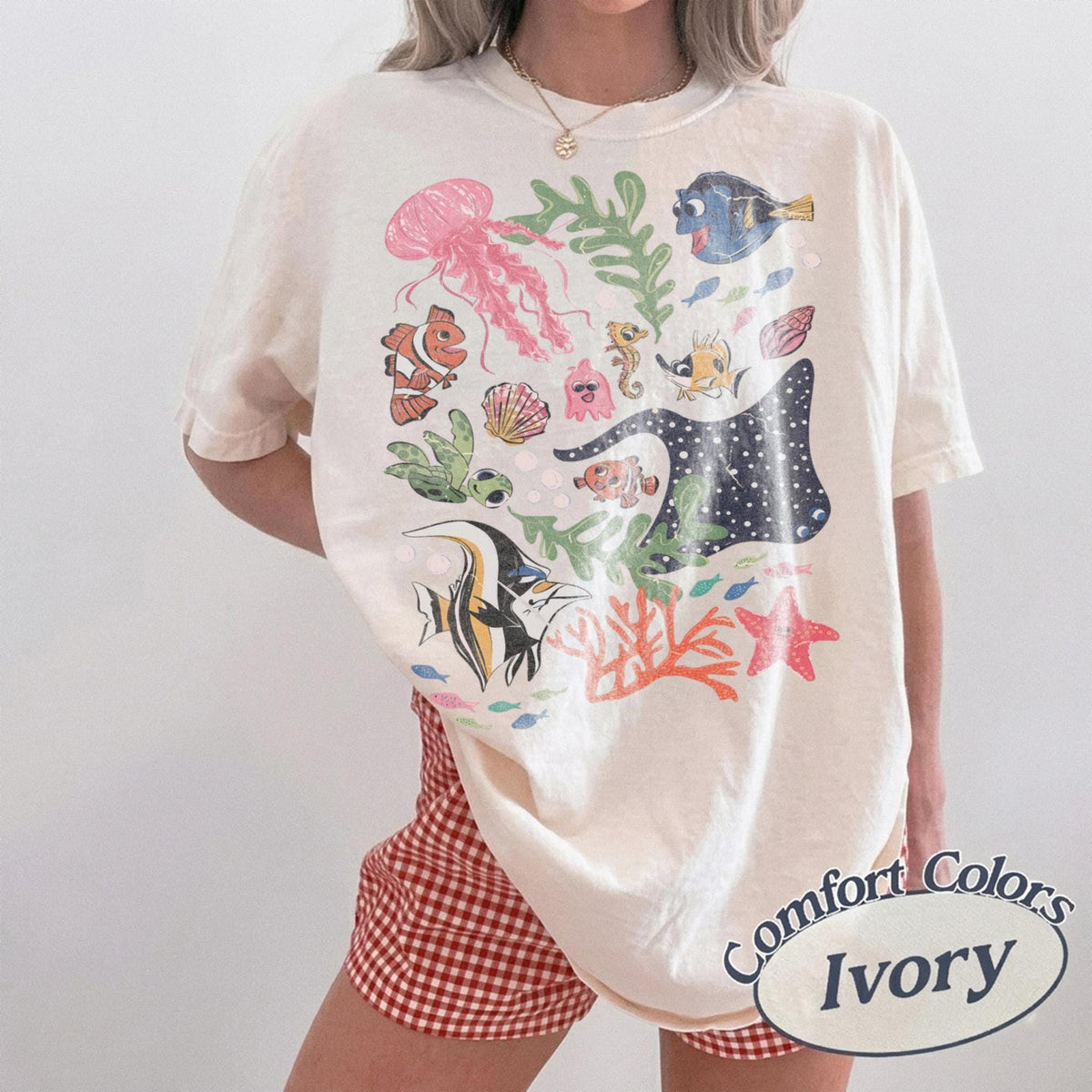 Retro Finding Nemo Characters Comfort Colors — Gildan Hoodie fan art by Snagva (2)