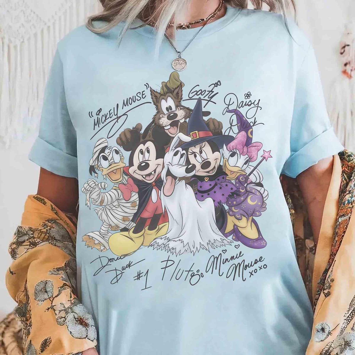 Fun Disney Mickey & Friends Signature Halloween — Bella+Canvas Tee fan art by Snagva (2)