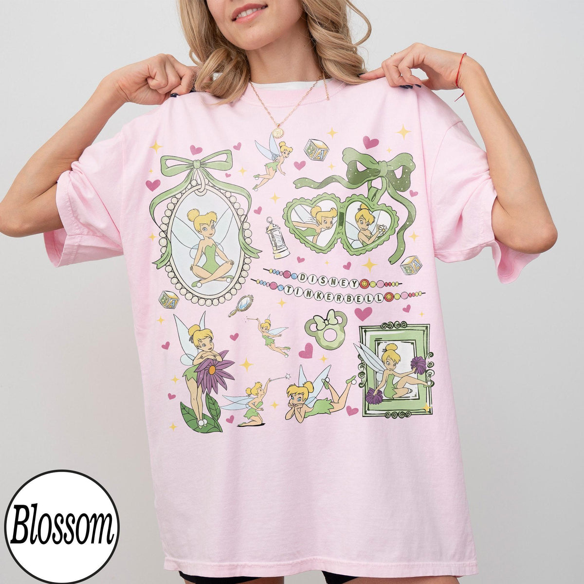 Coquette Tinker Bell Shirt Cute Bows Disney Fairy — Bella+Canvas Tee fan art by Snagva (2)