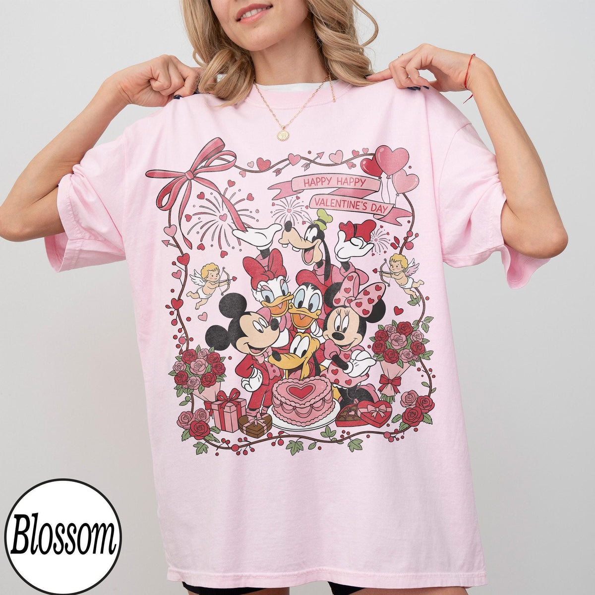 Coquette Bow Mickey And Friends Happy Valentine's Day 2026 — Bella+Canvas Tee fan art by Snagva (2)