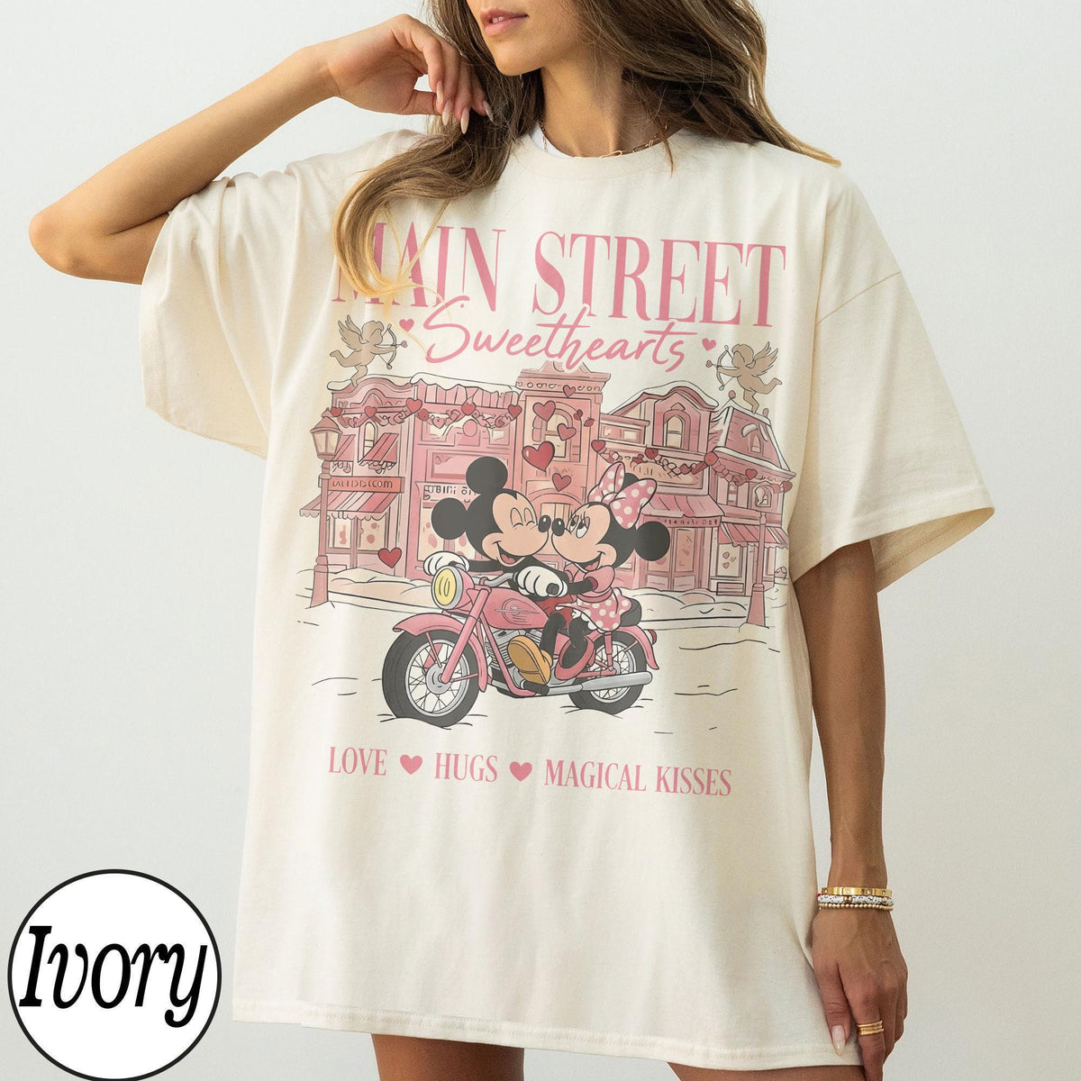 Comfort Colors Mickey Minnie Main Street Sweethearts Valenti — Gildan Hoodie fan art by Snagva (2)