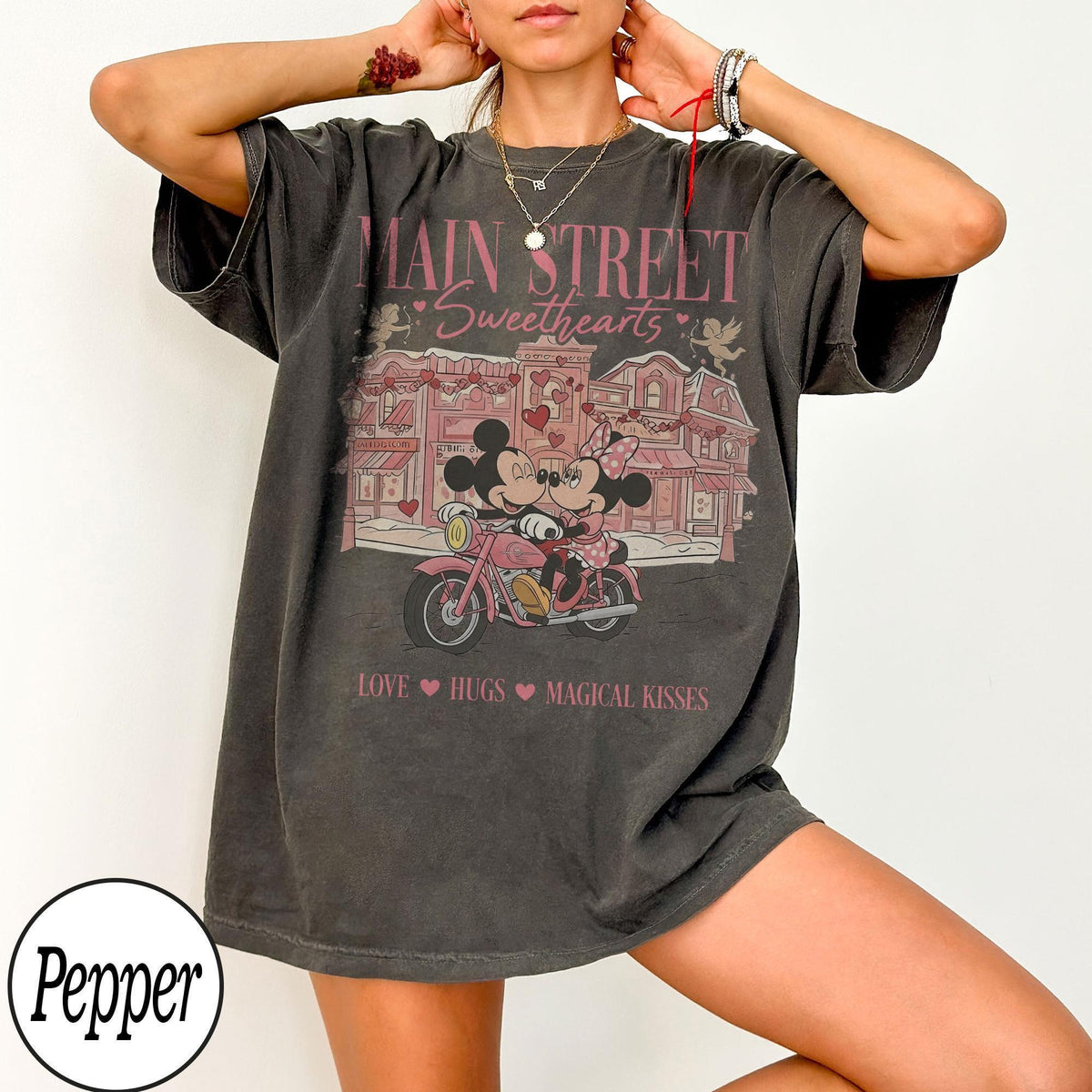 Comfort Colors Mickey Minnie Main Street Sweethearts Valenti — Bella+Canvas Tee fan art by Snagva (3)
