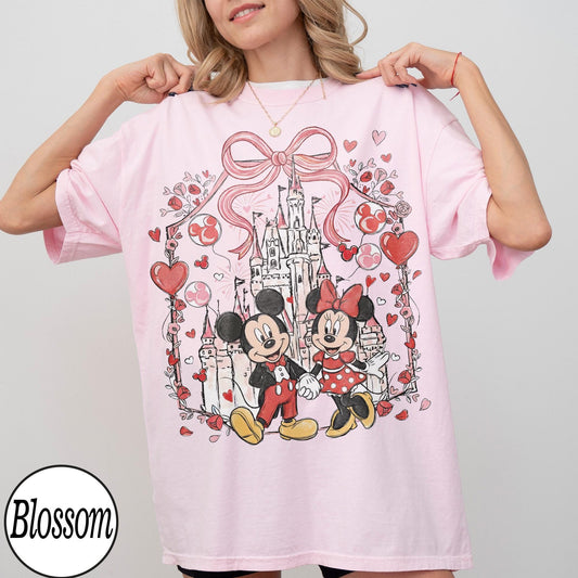Comfort Colors Mickey Minnie Coquette Valentine Castle — Bella+Canvas Tee