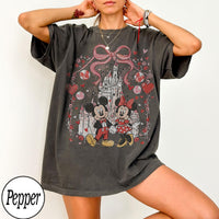 Comfort Colors Mickey Minnie Coquette Valentine Castle — Gildan Sweatshirt fan art by Snagva (3)