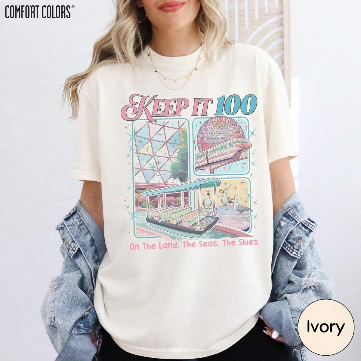Epcot Inspired Keep It 100 Comfort Colors — Gildan Sweatshirt fan art by Snagva (2)