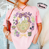 Retro Watercolor Coquette Bow Castle — Bella+Canvas Tee fan art by Snagva (3)