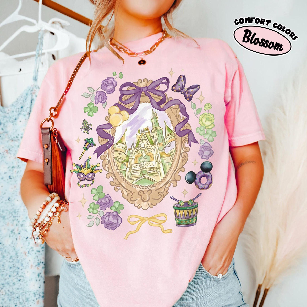 Retro Watercolor Coquette Bow Castle — Gildan Hoodie fan art by Snagva (3)