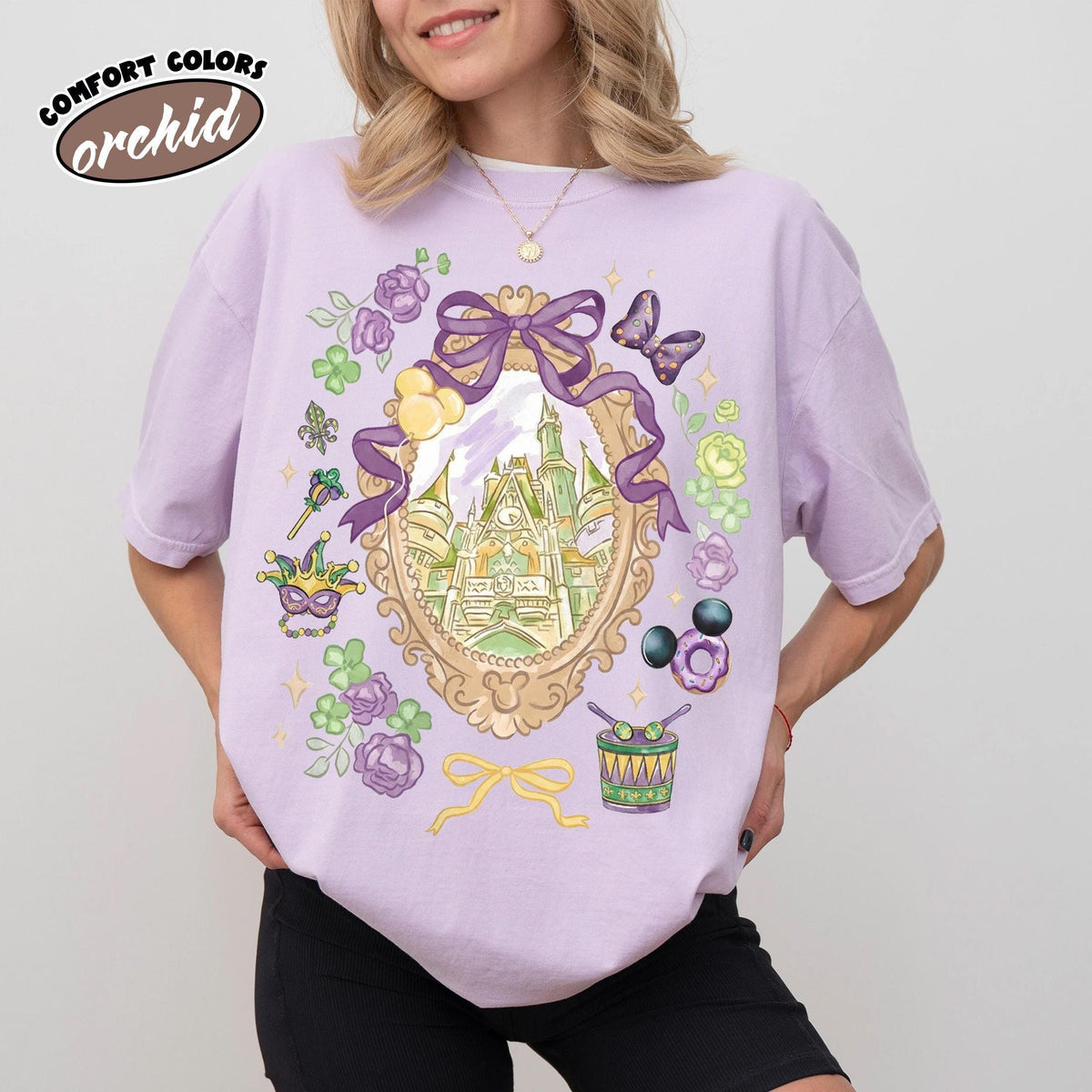 Retro Watercolor Coquette Bow Castle — Comfort Colors Tee fan art by Snagva (4)