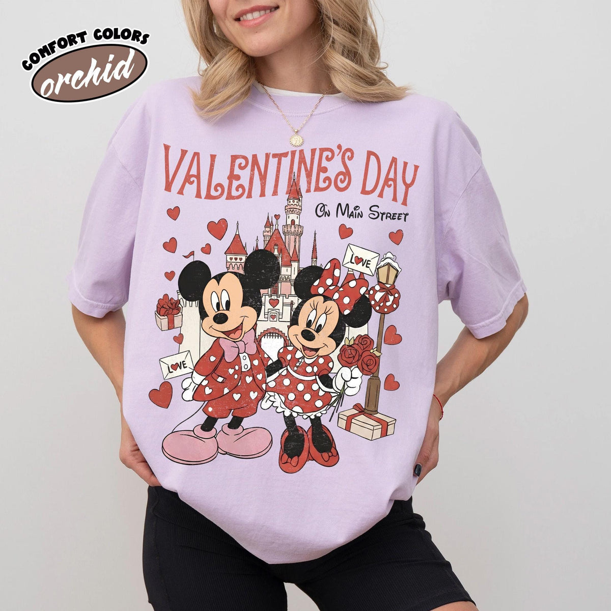Retro Mickey & Minnie Valentine Couple Shirts — Comfort Colors Tee fan art by Snagva (3)