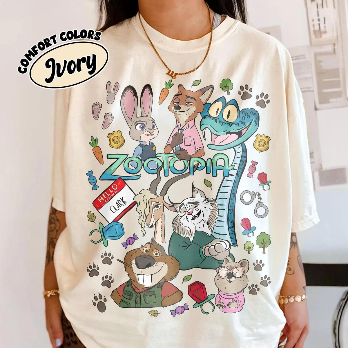 Retro Zootopia 2 Characters Group — Comfort Colors Tee fan art by Snagva (2)