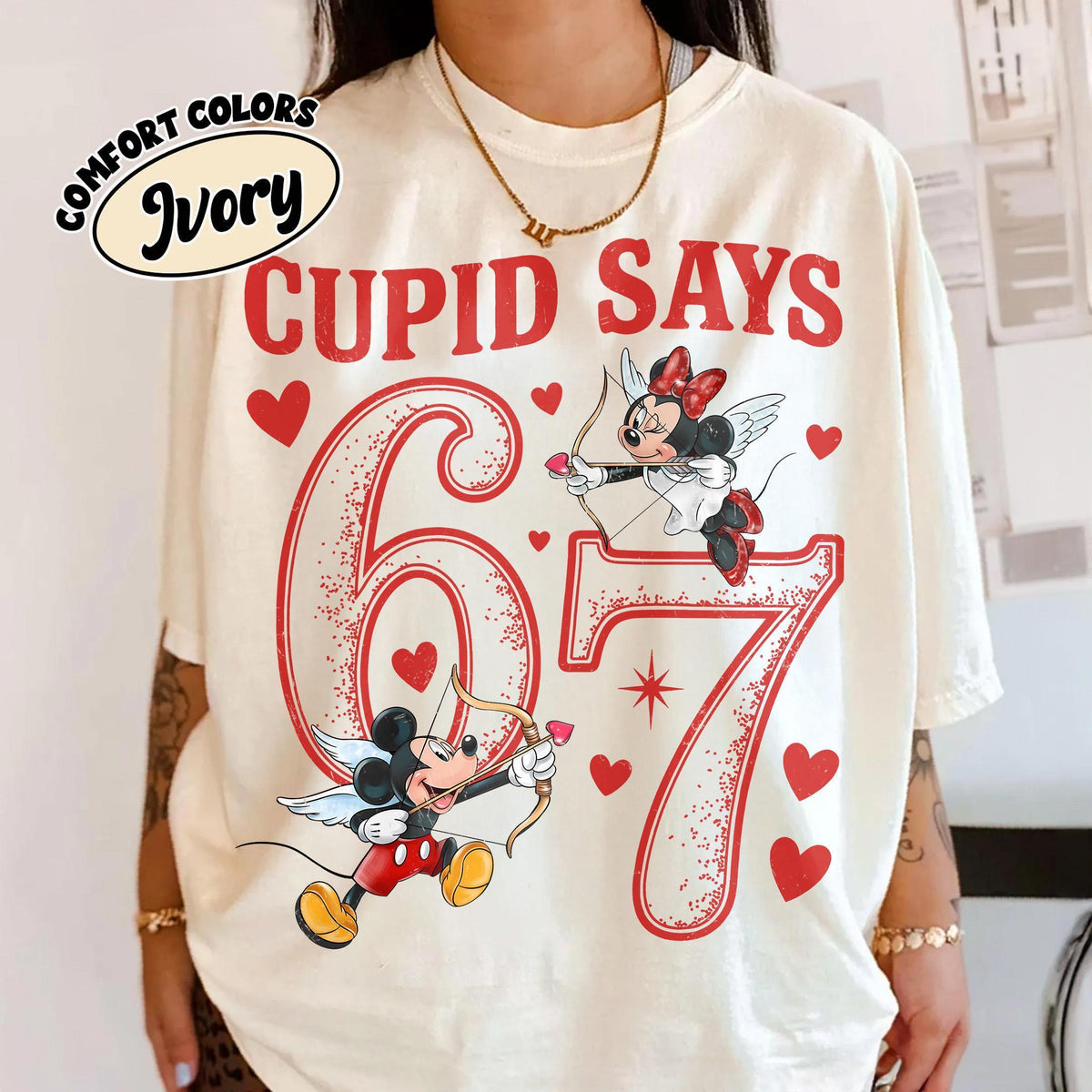 Retro Comfort Colors® Cupid Says 67 Disney Valentine Shirts — Gildan Hoodie fan art by Snagva
