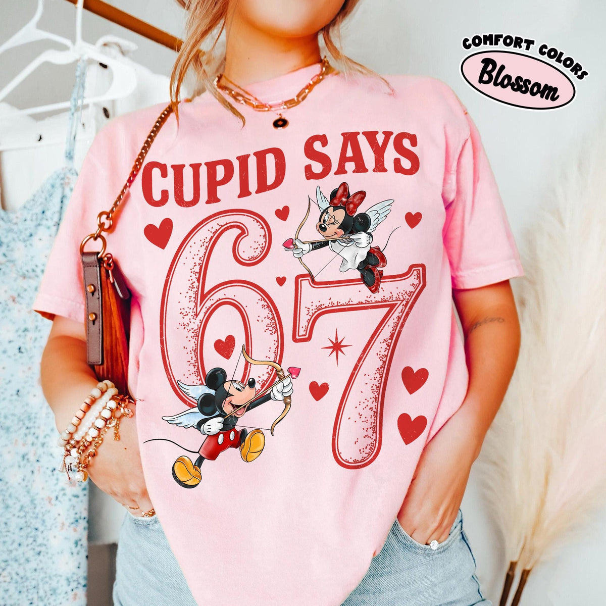 Retro Comfort Colors® Cupid Says 67 Disney Valentine Shirts — Bella+Canvas Tee fan art by Snagva (2)