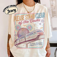 Retro Comfort Colors Please Stand Clear of the Doors — Bella+Canvas Tee fan art by Snagva