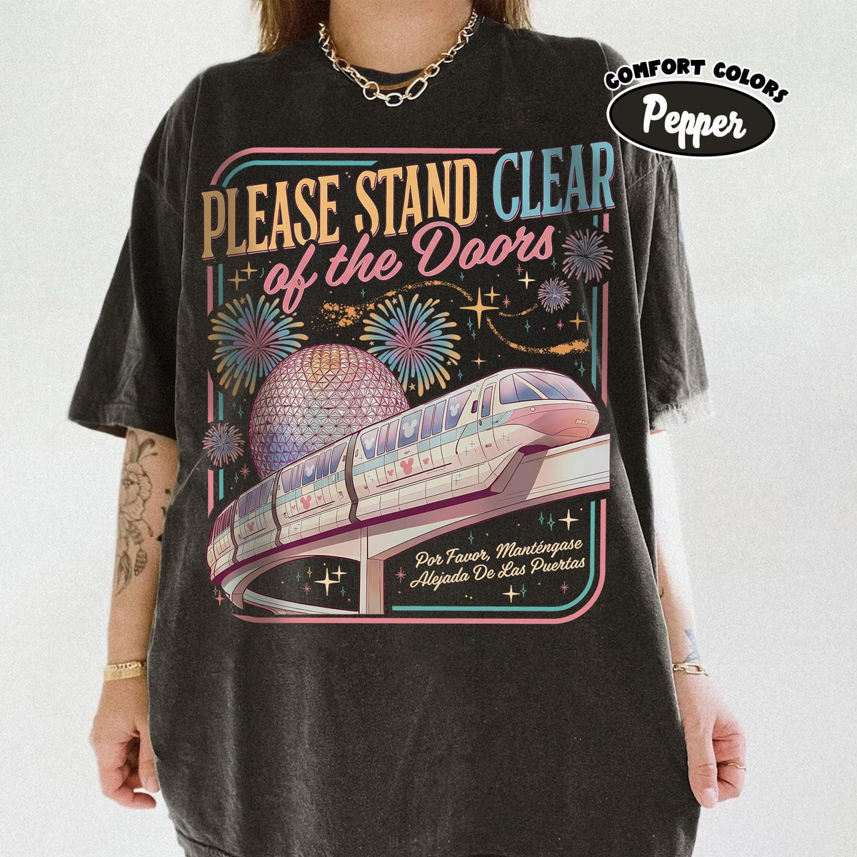Retro Comfort Colors Please Stand Clear of the Doors — Bella+Canvas Tee fan art by Snagva (2)