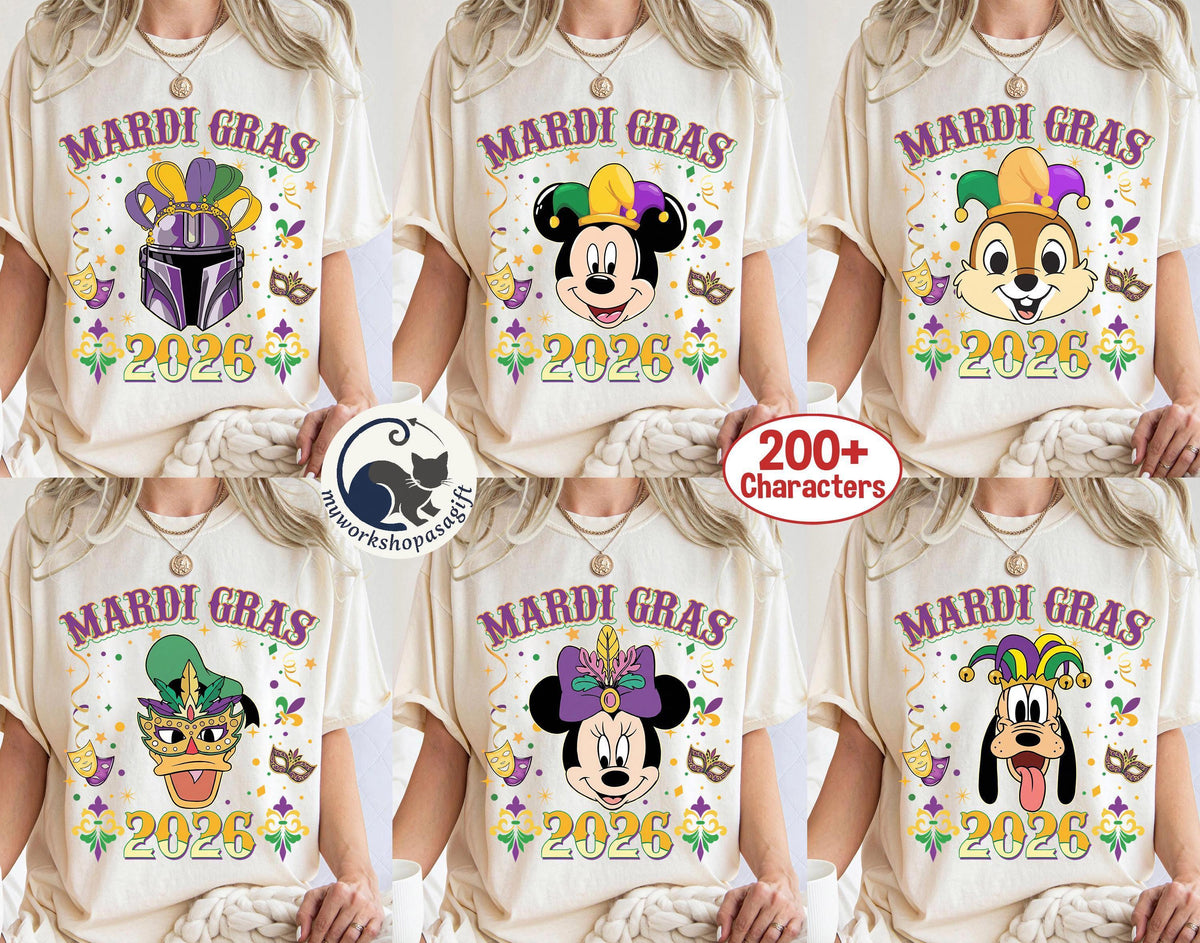 Personalized Mickey & Friends Disney Mardi Gras Shirts — Gildan Hoodie fan art by Snagva (3)