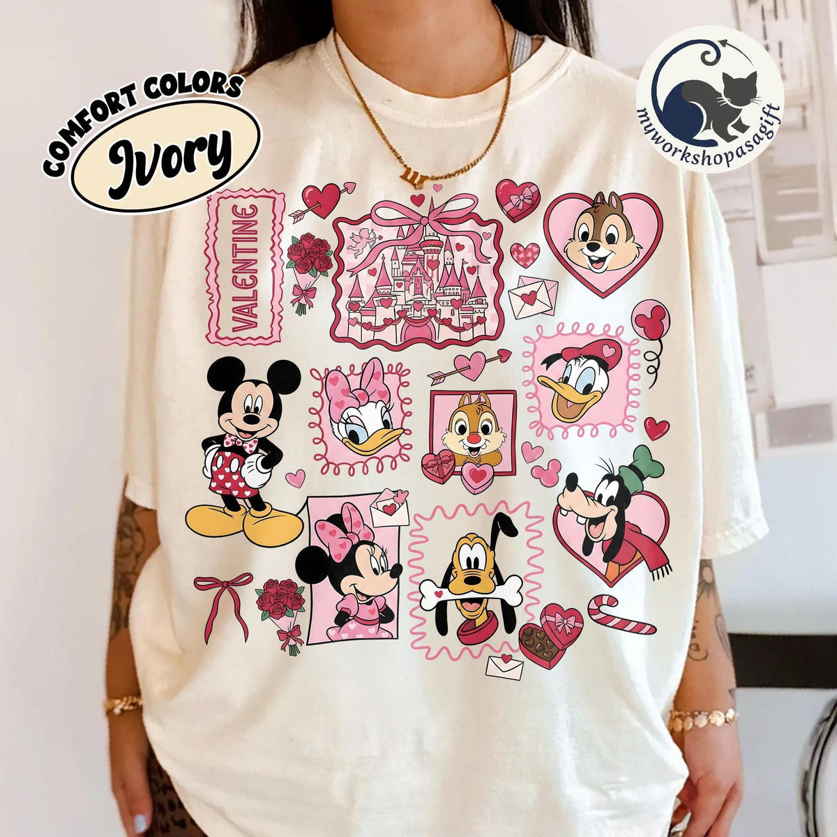 Disney Valentine Mickey & Friends Shirts — Gildan Hoodie fan art by Snagva (2)
