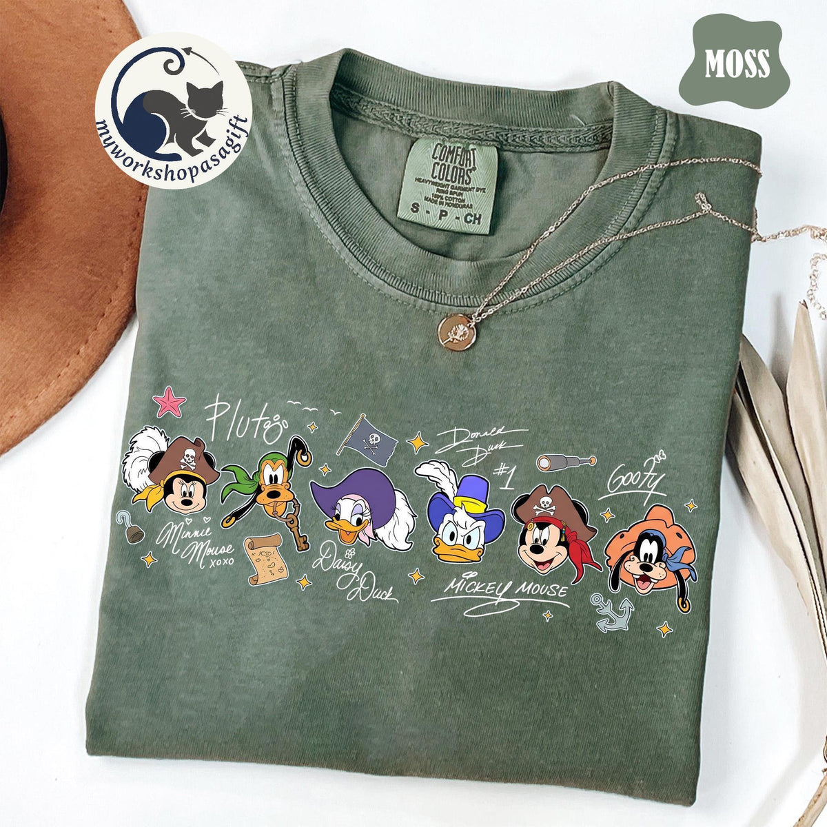 Disney Pirates Mickey & Friends Signatures — Gildan Hoodie fan art by Snagva (3)