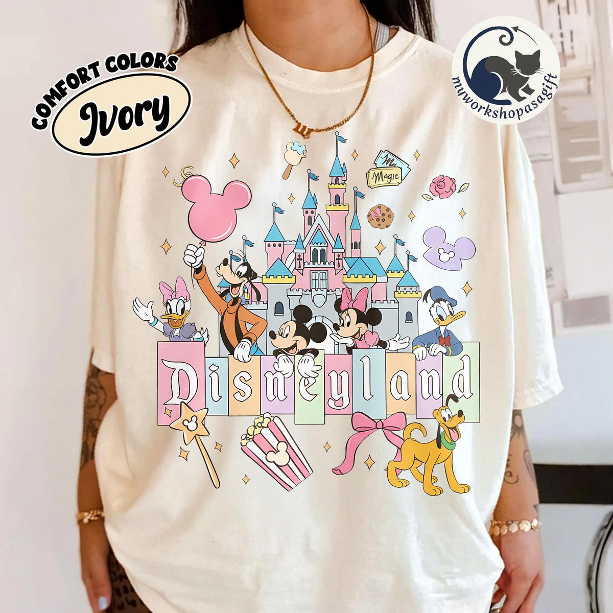 Mickey Friends Magical Castle Disneyland Comfort Colors — Gildan Hoodie fan art by Snagva (2)