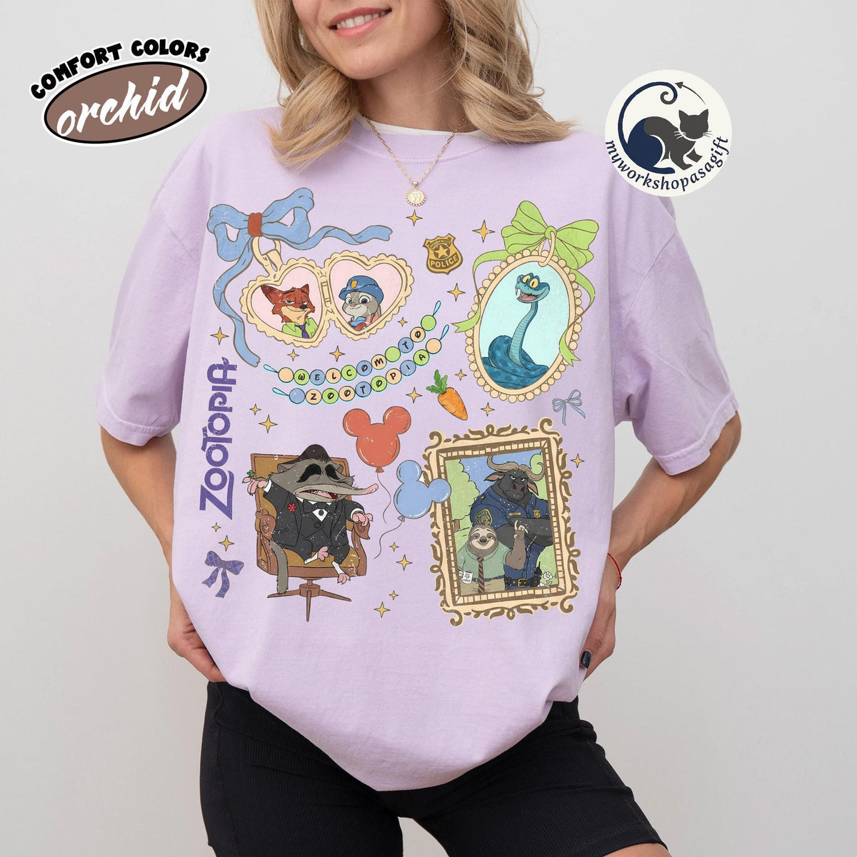 Zootopia 2 Characters Coquette Bow — Comfort Colors Tee fan art by Snagva (4)