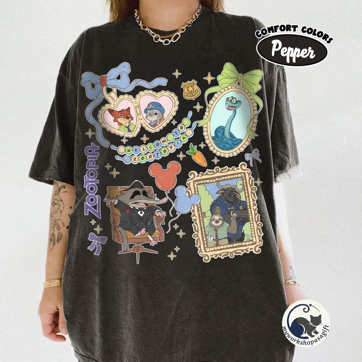 Zootopia 2 Characters Coquette Bow — Bella+Canvas Tee fan art by Snagva (5)