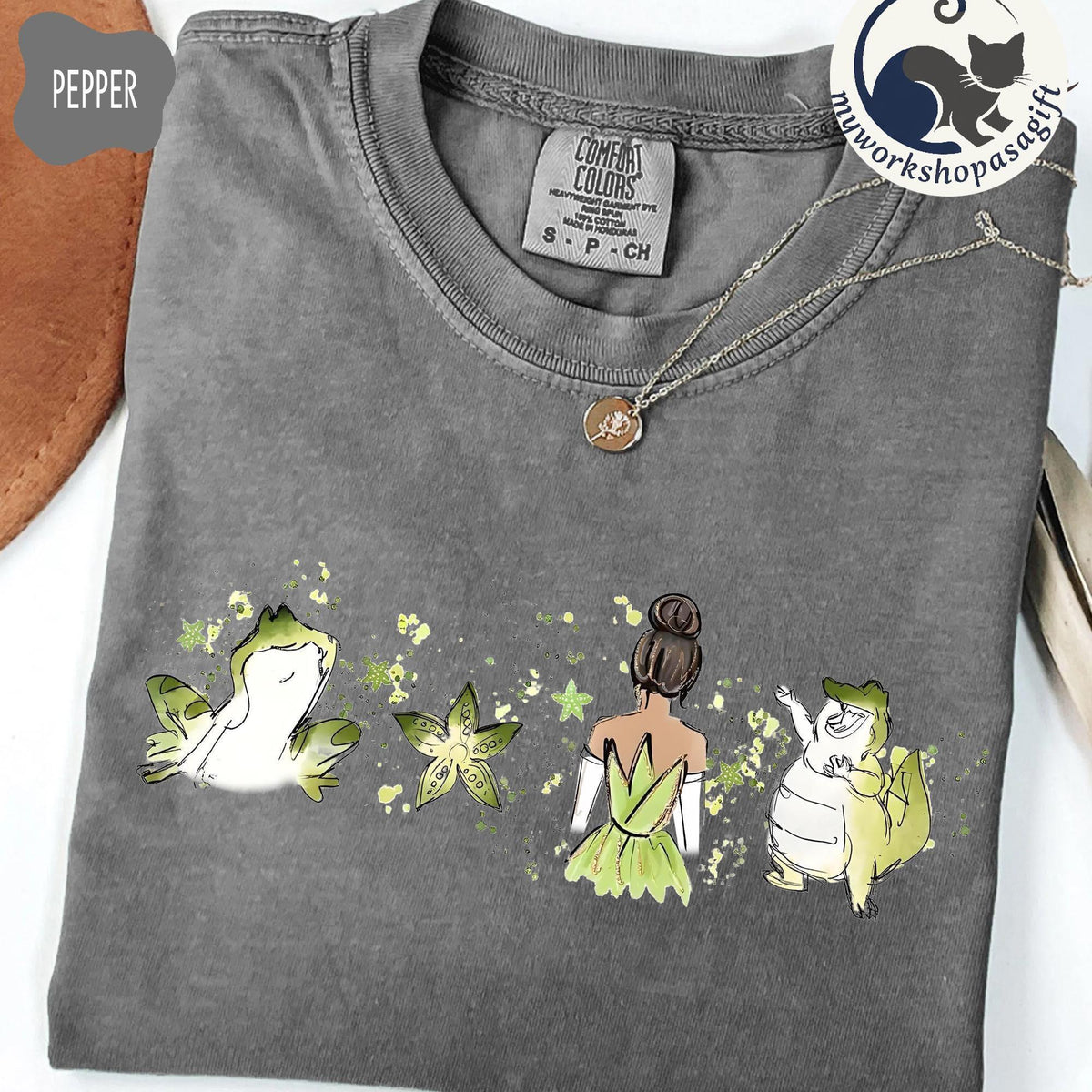Comfort Colors Tiana Watercolor Frog Princess — Gildan Sweatshirt fan art by Snagva (2)