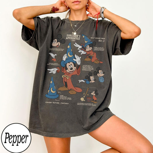 Retro Disney The Sorcerers Apprentice Fantasia Mickey Sketch — Bella+Canvas Tee