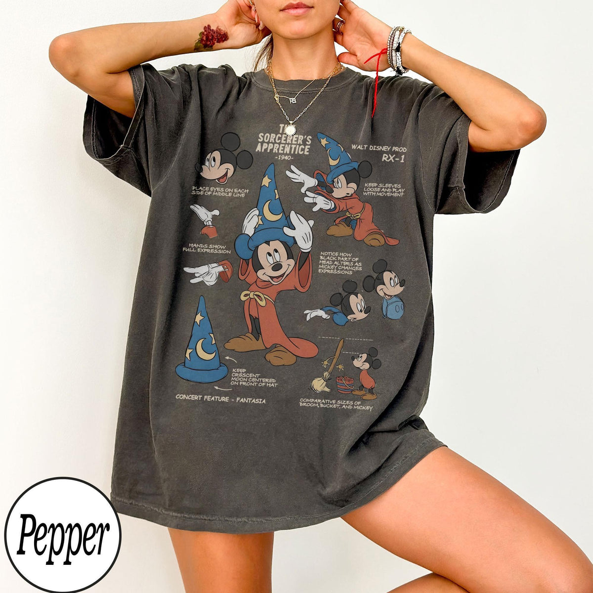 Retro Disney The Sorcerers Apprentice Fantasia Mickey Sketch — Comfort Colors Tee fan art by Snagva (2)