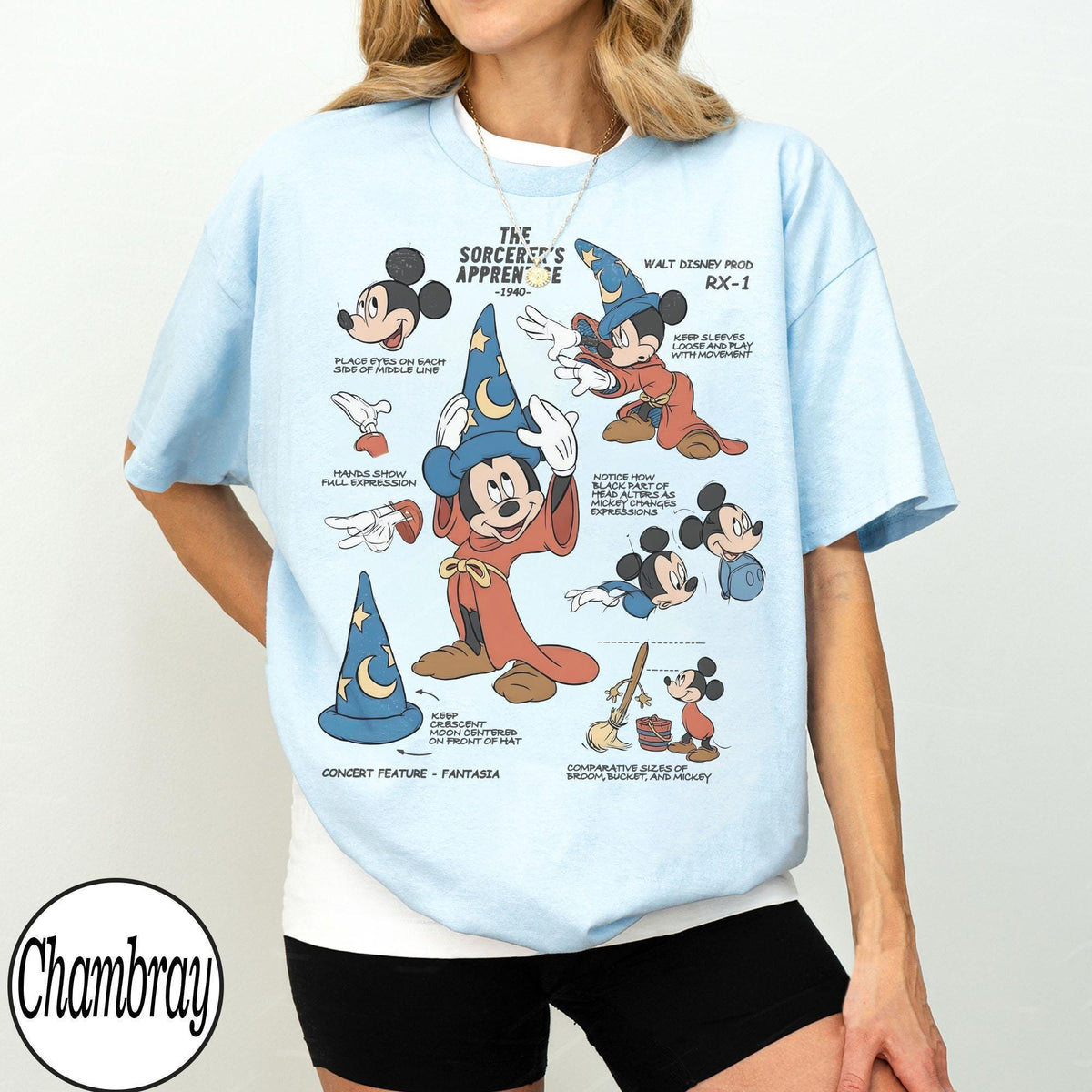 Retro Disney The Sorcerers Apprentice Fantasia Mickey Sketch — Comfort Colors Tee fan art by Snagva (6)