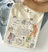 Star Wars Characters Group Shot Constellation Doodles — Comfort Colors Tee fan art by Snagva
