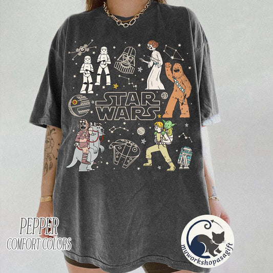 Star Wars Characters Group Shot Constellation Doodles — Gildan Sweatshirt