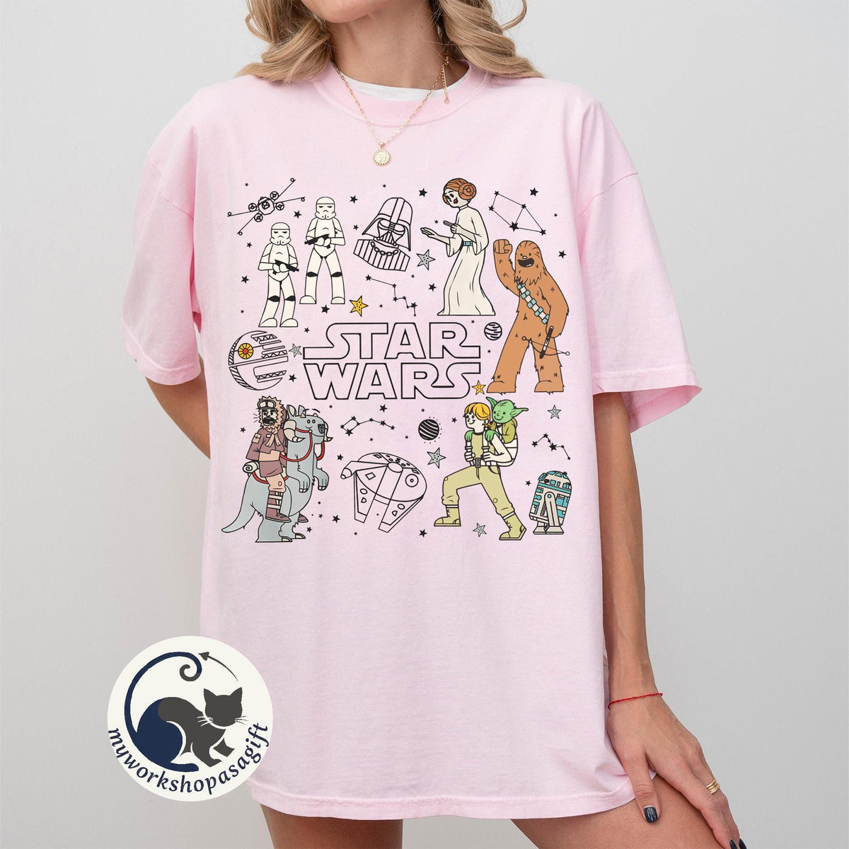 Star Wars Characters Group Shot Constellation Doodles — Gildan Hoodie fan art by Snagva (5)