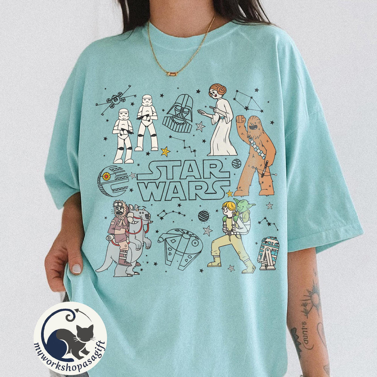 Star Wars Characters Group Shot Constellation Doodles — Gildan Sweatshirt fan art by Snagva (6)